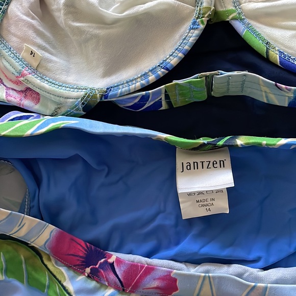 Floral Halter Bikini Skirt sz 14 Jantzen Hawaiian blue tropical print - Picture 3 of 3